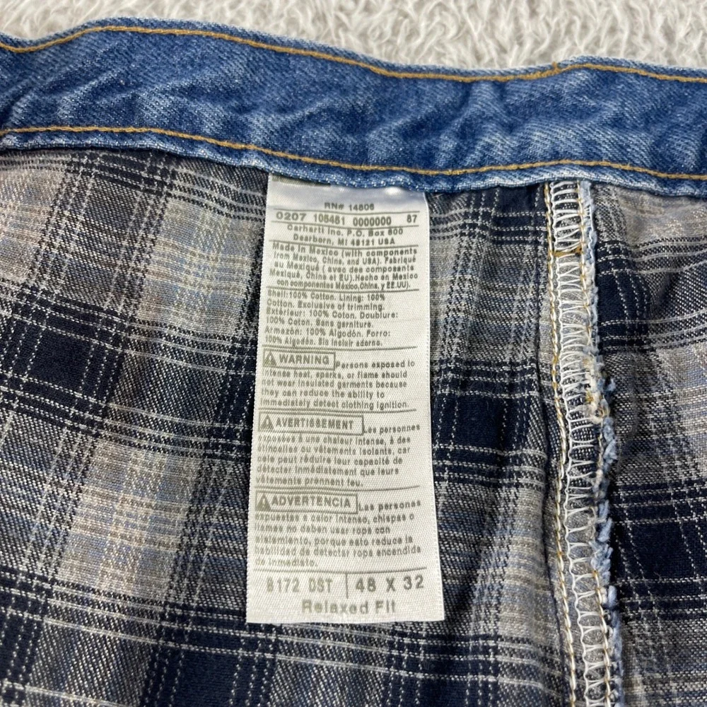 Carhartt B172 Relaxed Fit Flannel Lined Denim Jeans Mens 48x32 Blue